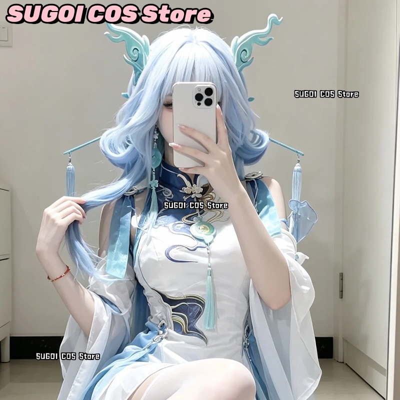 C921Anime Game Wuthering Waves - Anime Cosplay Blue Hair recension och pris